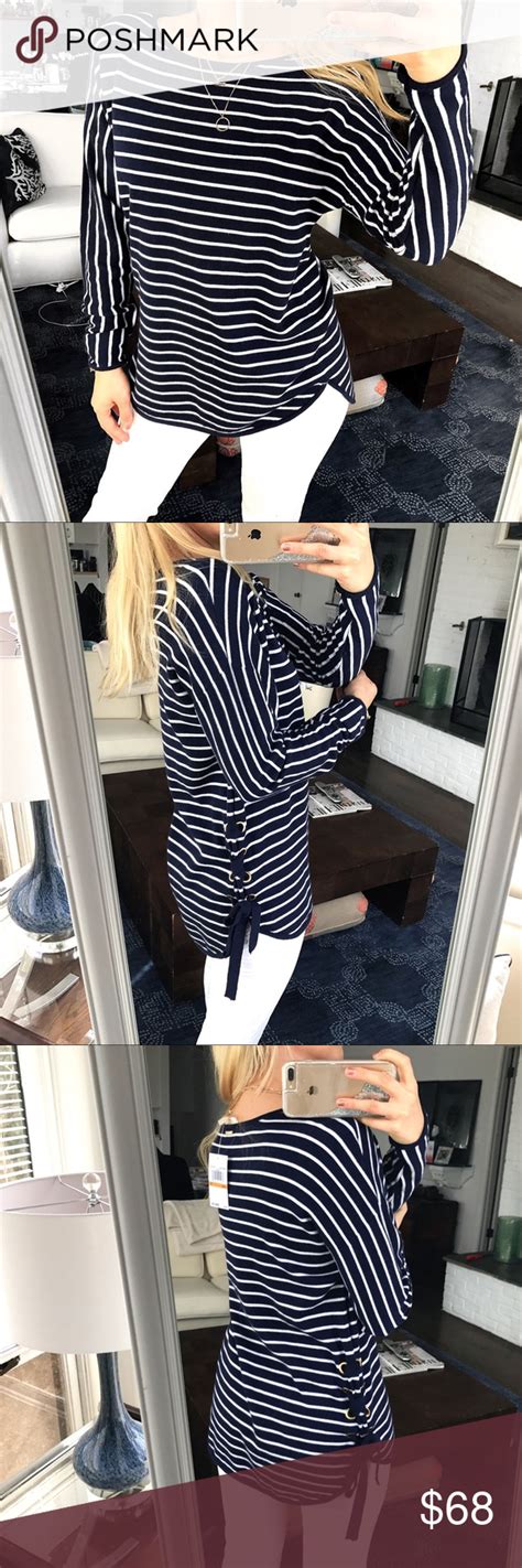 michael kors navy and white stripe sweater